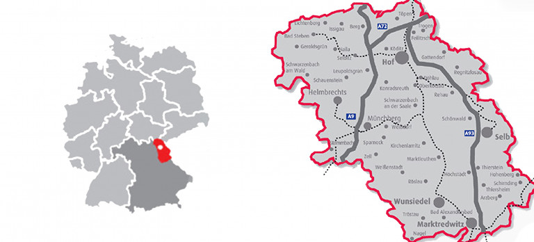 Karte Querformat Wirtschaftsregion Hochfranken